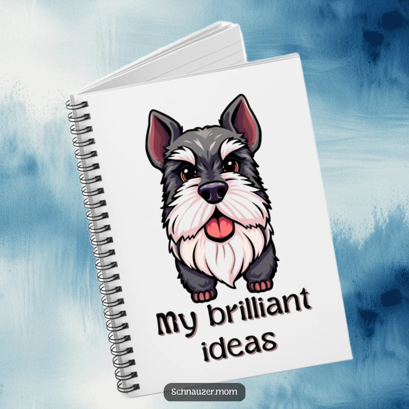 Funny Schnauzer notebook featuring a proud dog with a distinguished beard, perfect for jotting down notes with a touch of sophisticated humor.