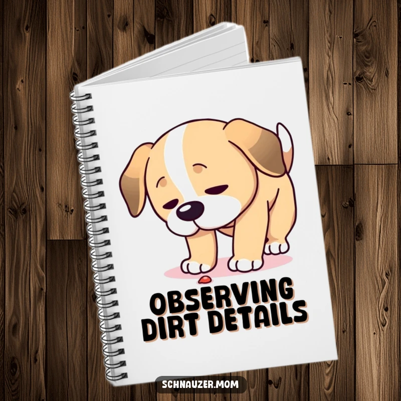 Funny Focused Dog Notebook: A dog lowers its head, intently sniffing the ground, perfect for jotting down your funny insights.