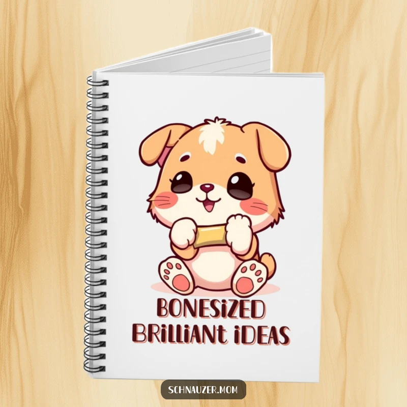 Funny Notebook: Features a character holding a small bone with glee, perfect for note-taking and journaling happy thoughts, a humorous and practical funny gift.