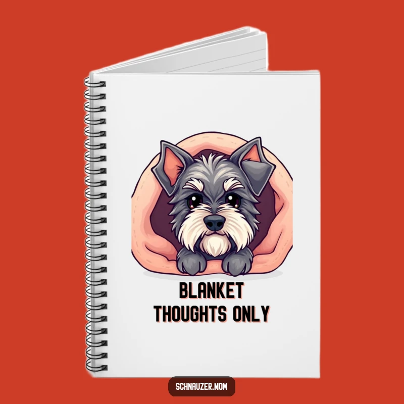 Funny Kawaii Schnauzer Notebook - Cozy Blanket Peek Journal Gift