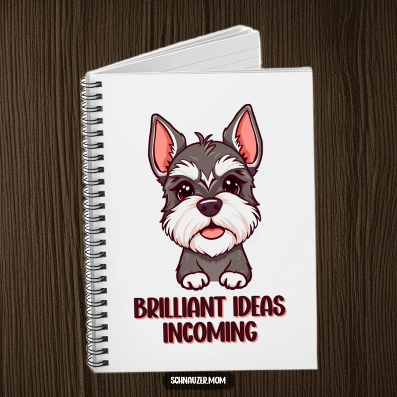 Funny Schnauzer Lady Notebook with a dog showing a quizzical head tilt. Perfect for journaling, a funny gift.