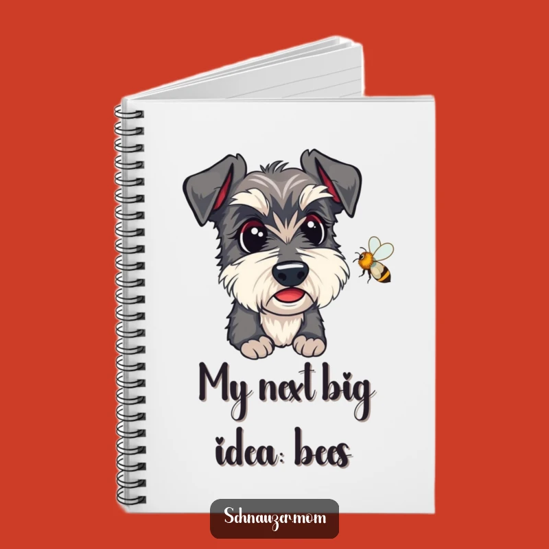 Funny Kawaii Schnauzer Notebook: Alert Dog Watching Bee, Journal Gift