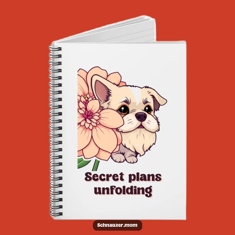 Funny Bearded Dog Flower Peek Notebook - Journal Behind Floral Design