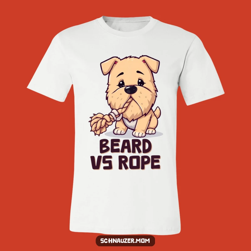 Funny Bearded Dog T-Shirt: Playful Rope Tugger Design for a Hilarious Gift!