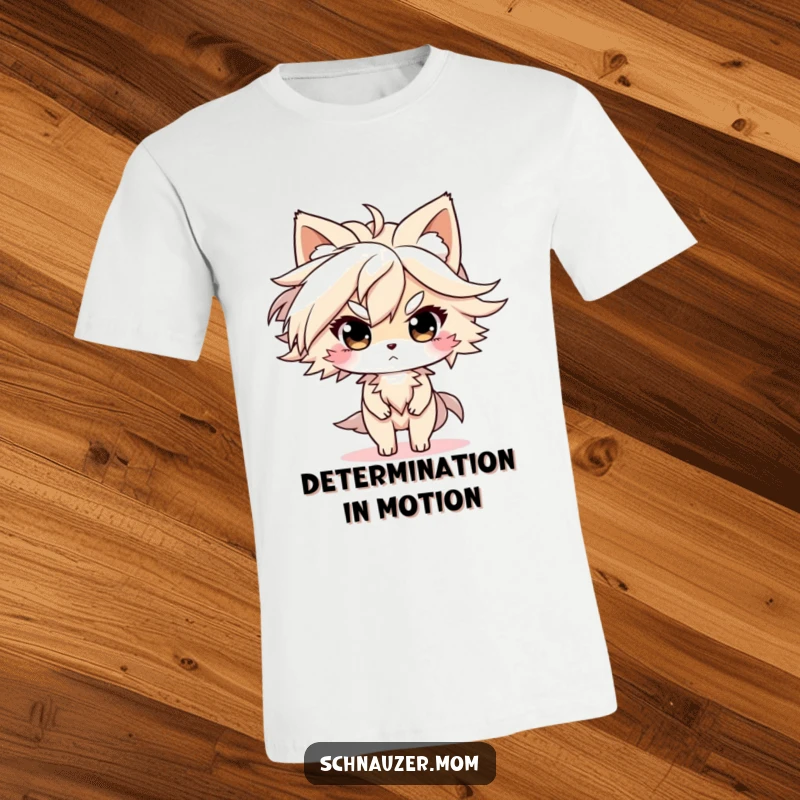 Funny T-Shirt: Character with fur blowing in the wind, looking determined, showcasing resilience and unwavering focus, an excellent funny gift.