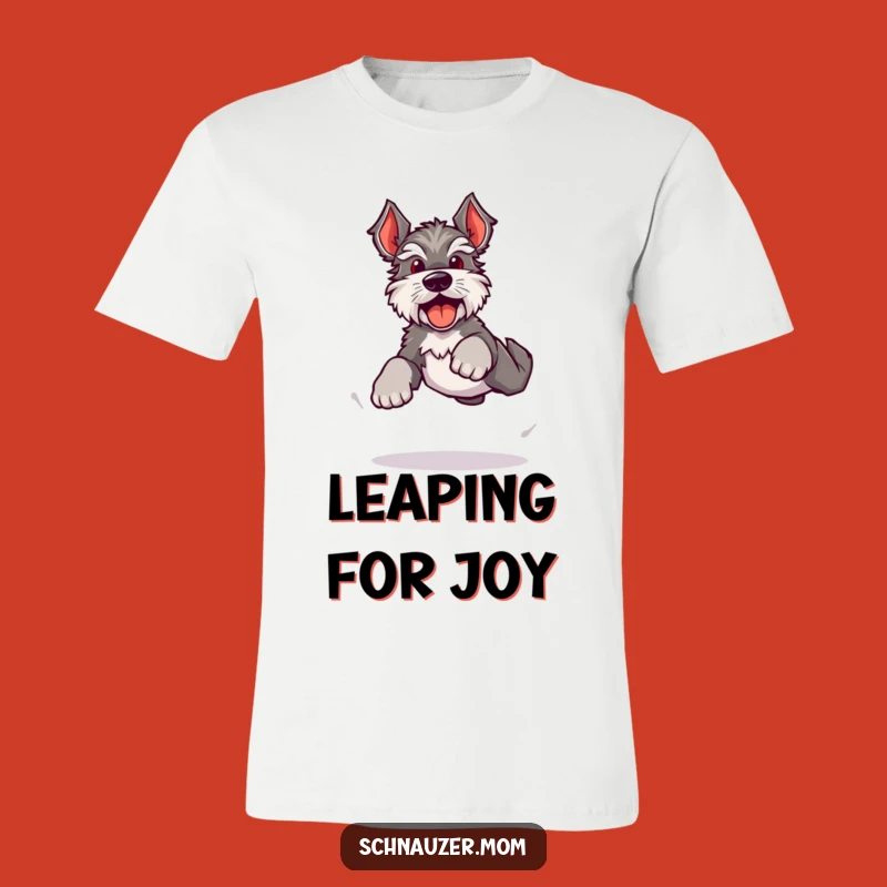 Funny Kawaii Schnauzer T-Shirt: Energetic Leap, Happy Barks Shirt