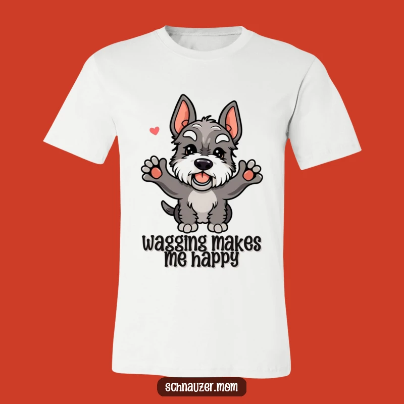 Funny Kawaii Schnauzer T-Shirt - Joyful Greeting Wagging Tail Tee