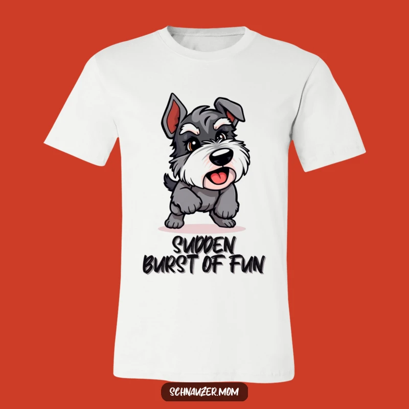 Funny Playful Schnauzer Pounce T-Shirt - Action-Packed Dog Lover Apparel.