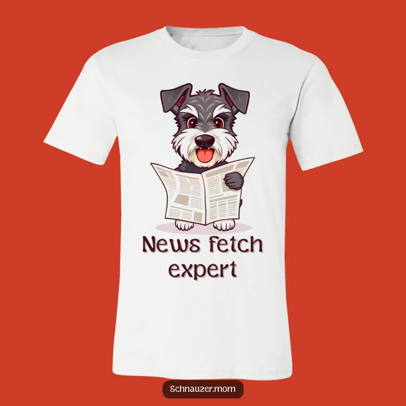 Funny Schnauzer Fetches Newspaper T-Shirt - Hilarious Pup Power