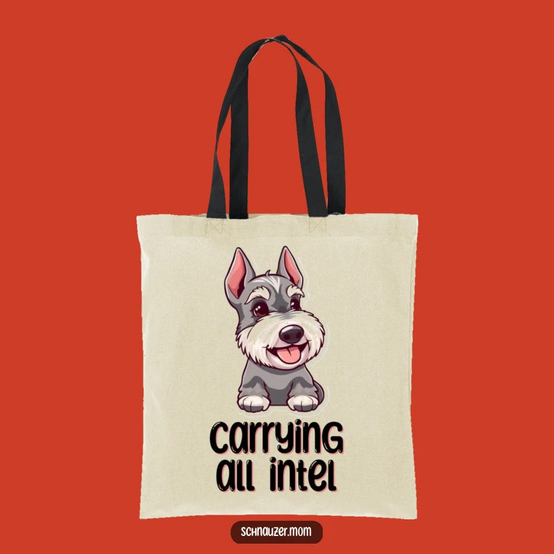 Funny Schnauzer Tote Bag: Happy Pup's Knowing Glance Carryall