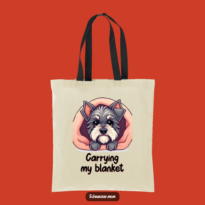 Funny Kawaii Schnauzer Tote Bag - Cozy Blanket Peek Carryall Gift