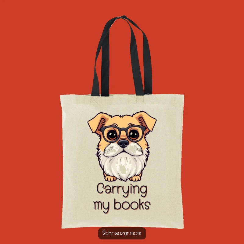 Funny Bearded Scholar Dog Tote Bag - Tiny Spectacles Curious Pouch