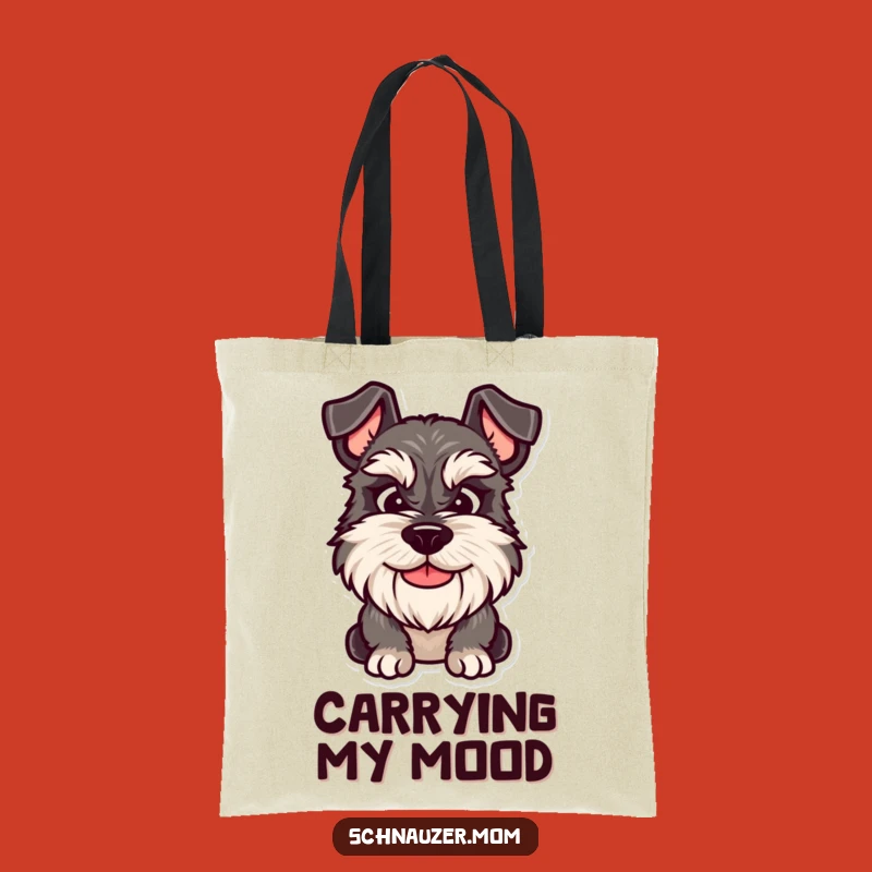 Funny Grumpy Schnauzer Smile Tote Bag - Relatable Dog Shopping Gift.