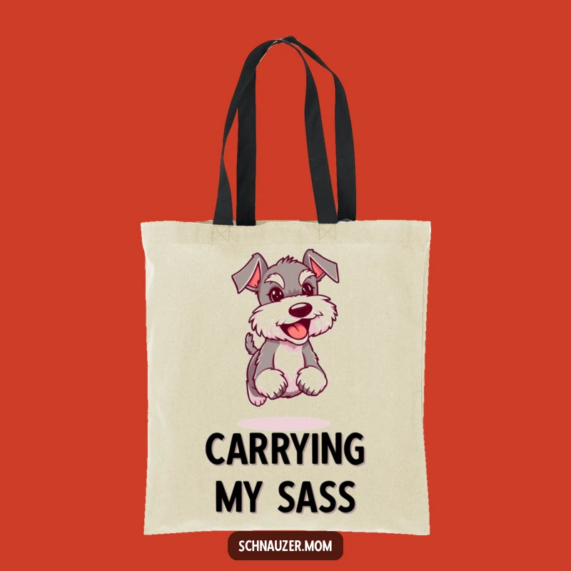 Funny Confident Schnauzer Lady Trotting Tote Bag: Happy Carryall Gift