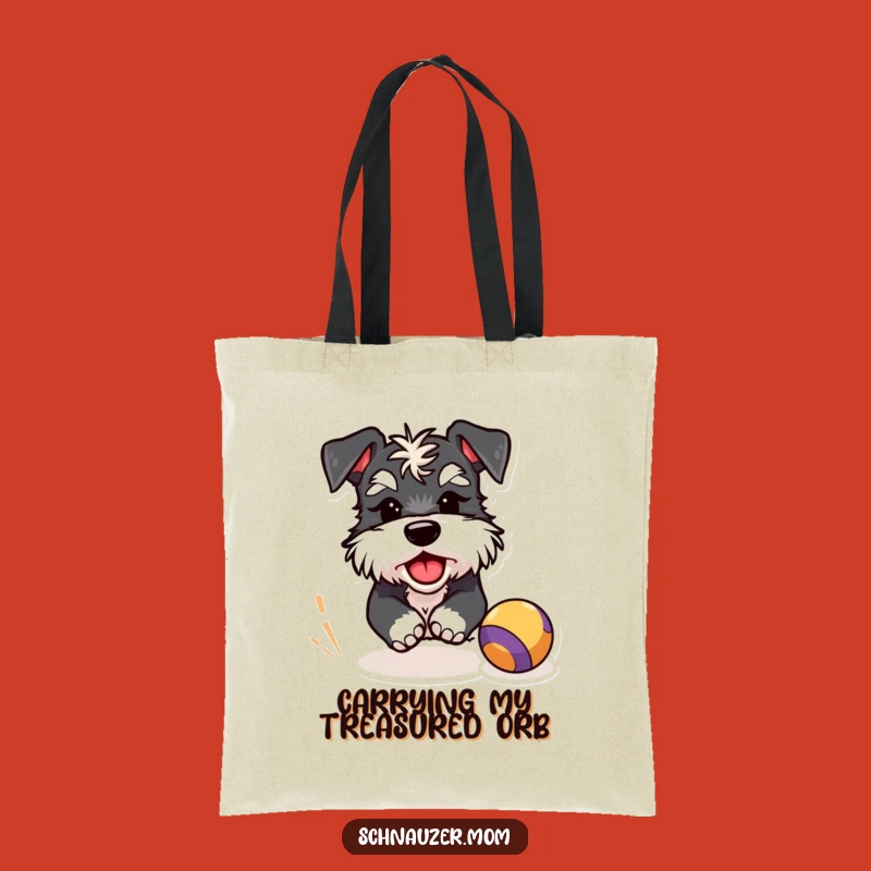 Funny Schnauzer Ball Chase Tote Bag: Playful Wink Design, Practical & Hilarious Gift for Shoppers