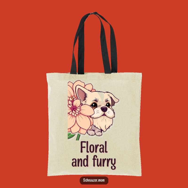 Funny Bearded Dog Flower Peek Tote Bag - Stylish Floral Dog Pouch