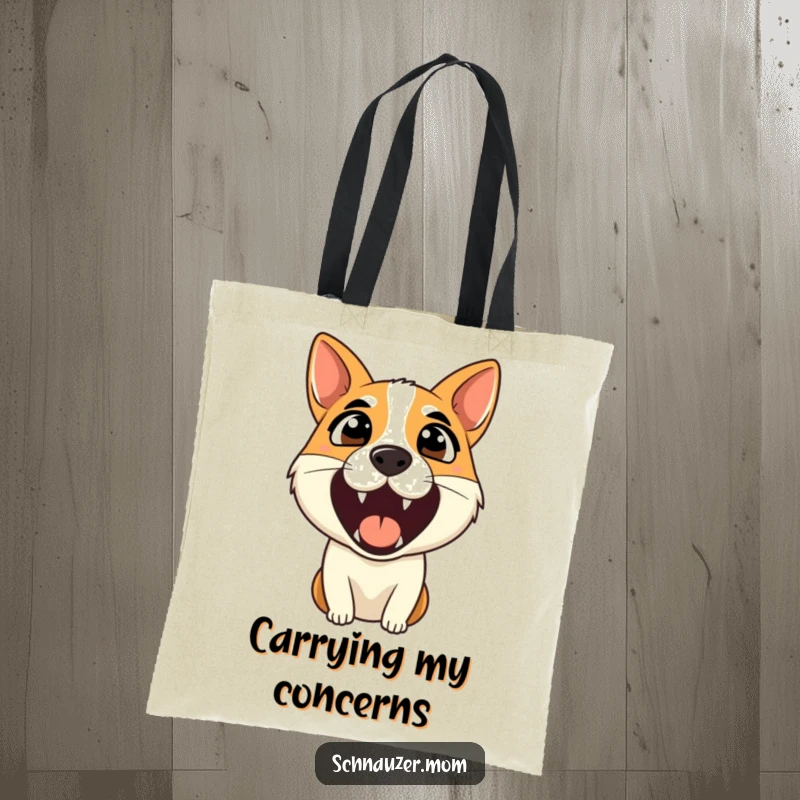 Funny tote bag featuring an alert dog barking, symbolizing watchfulness and protection for everyday use.
