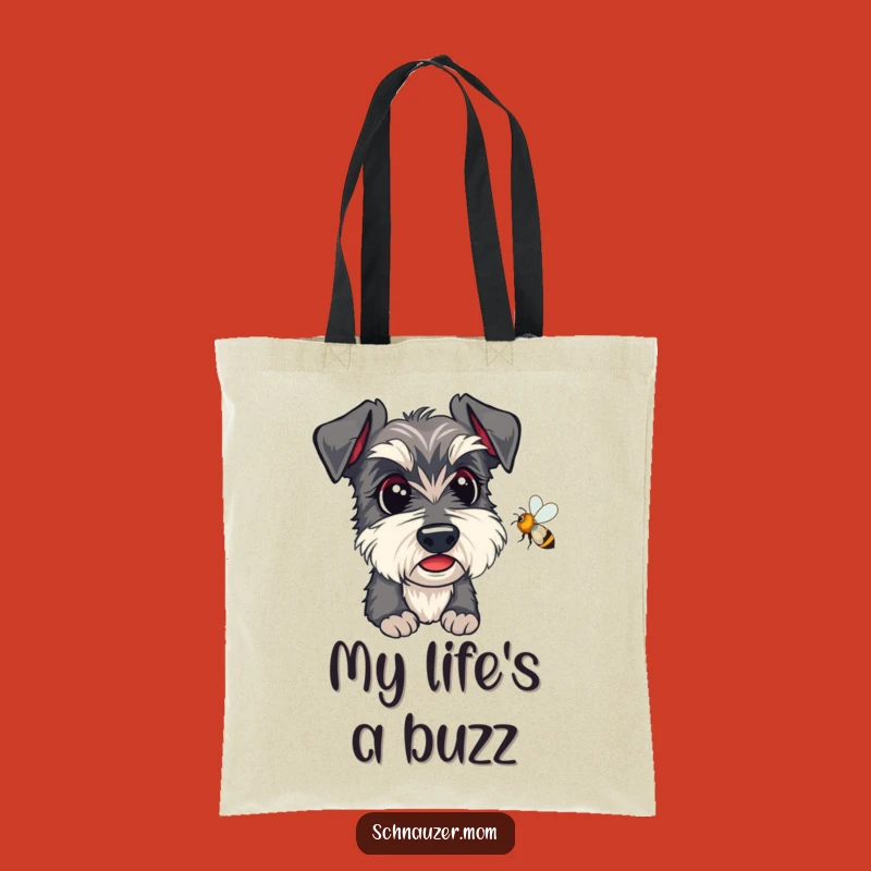 Funny Kawaii Schnauzer Tote Bag: Bee Watching Dog, Practical Humorous Gift
