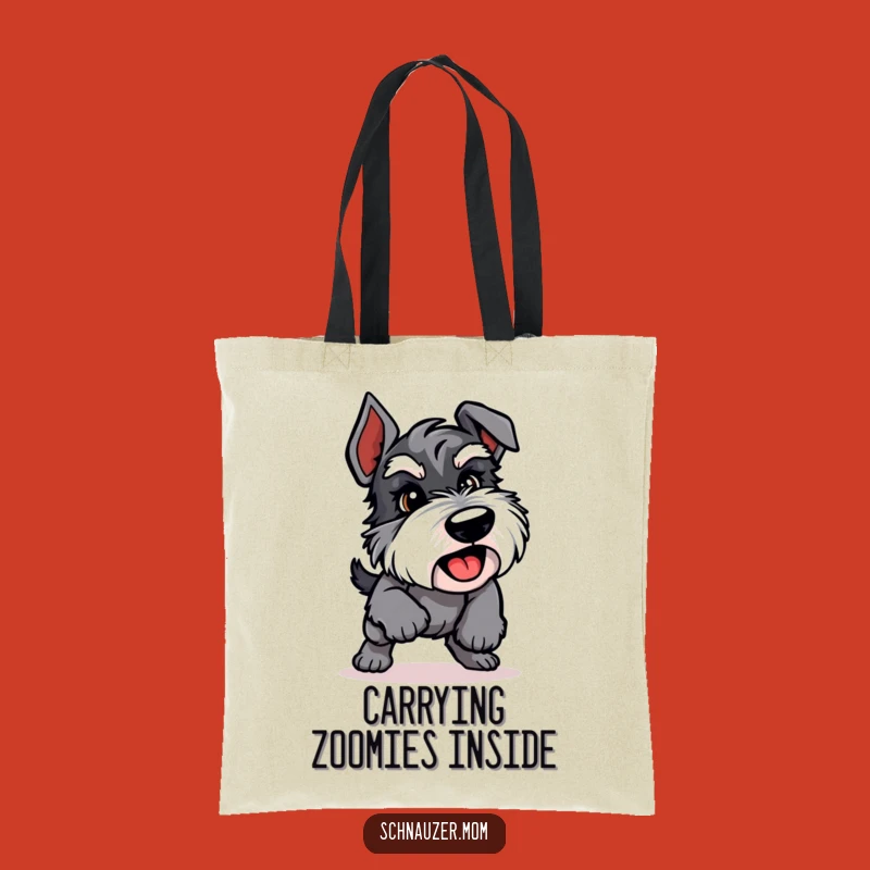 Funny Playful Schnauzer Pounce Tote Bag - Active Dog Shopping Gift.