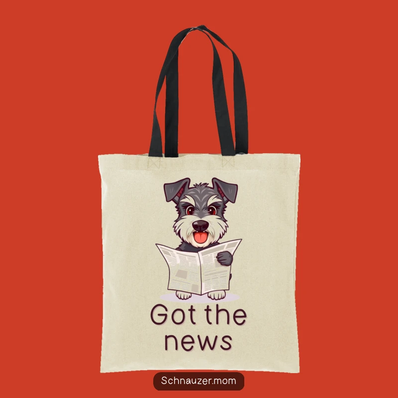 Funny Schnauzer Newspaper Fetch Tote Bag - Carry Your News in Style